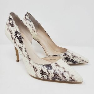 WHBM Exotic-Print Leather D'Orsay Snake Print Heel